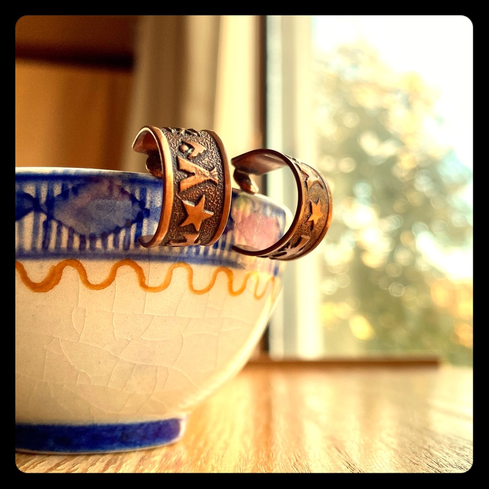 Vintage Half Hoop Copper Earrings